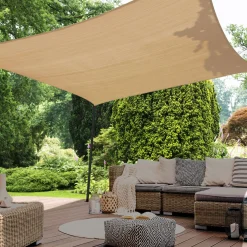 Toile ombrage rectangulaire haute densité couleur sable 4x6 m*IDMarket Online