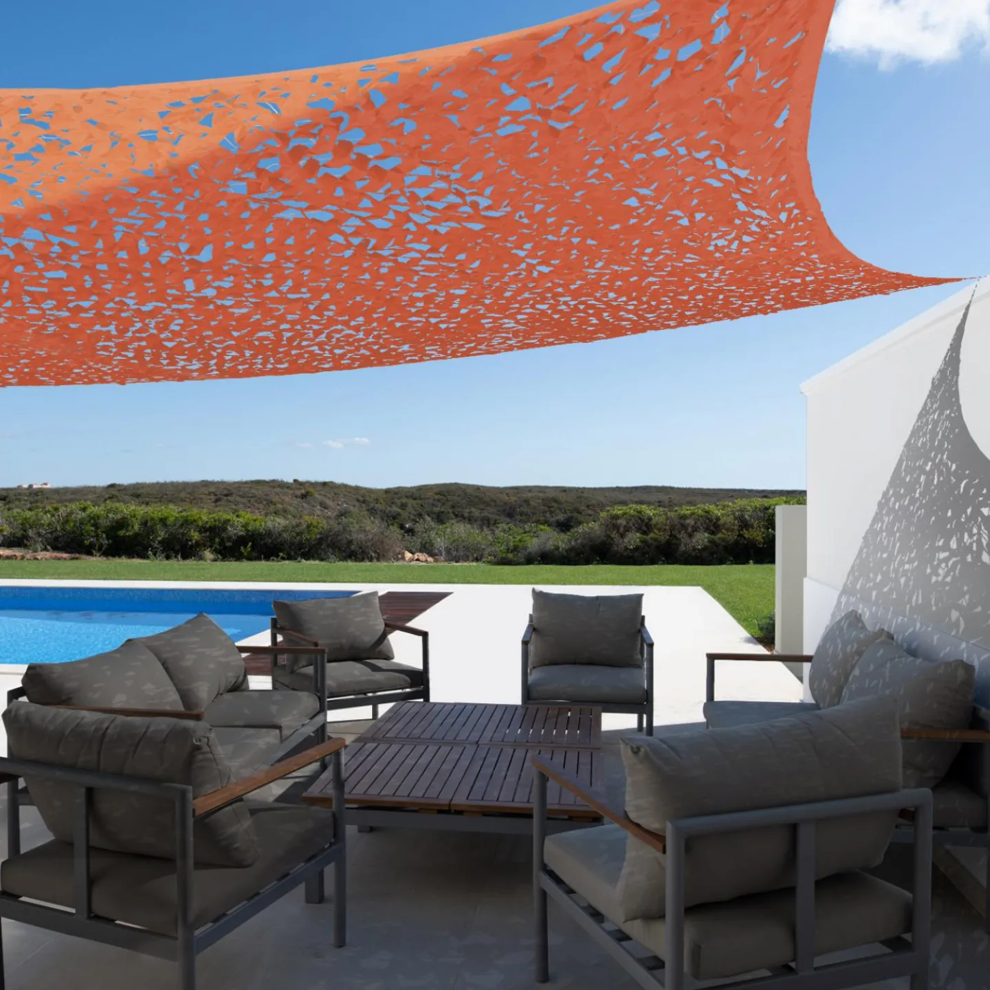 Toile ombrage terracotta camouflage rectangulaire 4x6m*IDMarket New