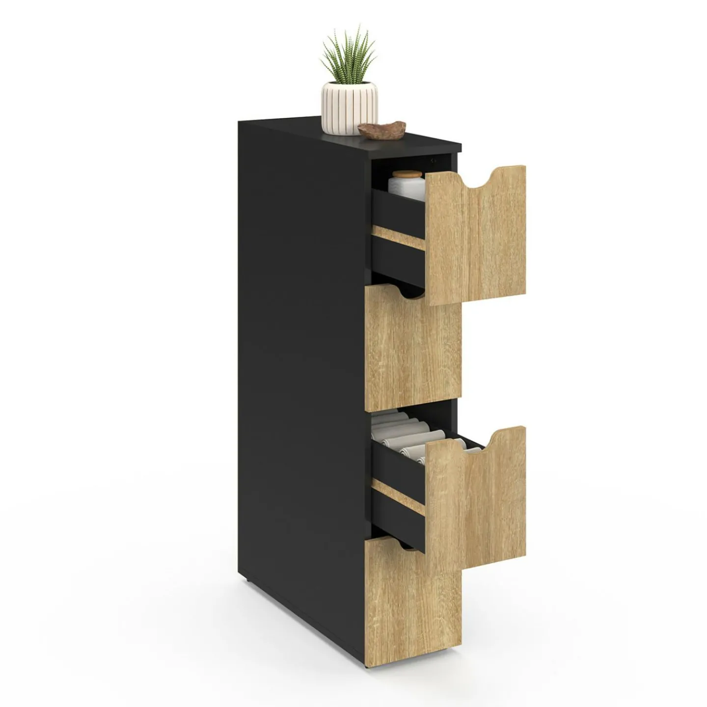 Tour de rangement gain de place sur roulettes*IDMarket