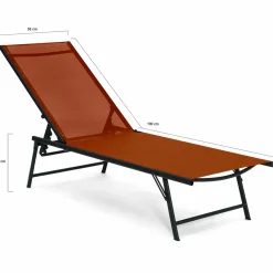 Transats de jardin acier gris anthracite et toile terracotta - lot de 2*IDMarket Sale