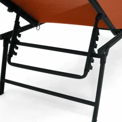 Transats de jardin acier gris anthracite et toile terracotta - lot de 2*IDMarket Sale