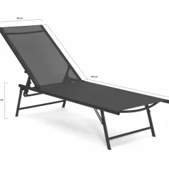 Transats de jardin acier gris anthracite et toile grise - lot de 2*IDMarket Discount