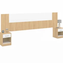 Tête de lit à chevets modulables bois et blanc*IDMarket New