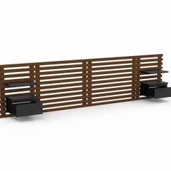 Tête de lit 240 cm en lattes façon bois vieilli avec chevets et étagères noires*IDMarket Sale