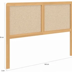 Tête de lit aspect cannage et bois 140 cm*IDMarket Clearance