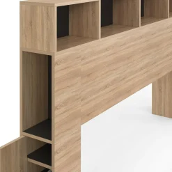 Tête de lit avec rangement intégré bois façon hêtre et noir 145 cm*IDMarket Clearance