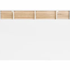 Tête de lit avec rangement intégré 145 cm blanc et bois façon hêtre*IDMarket Online