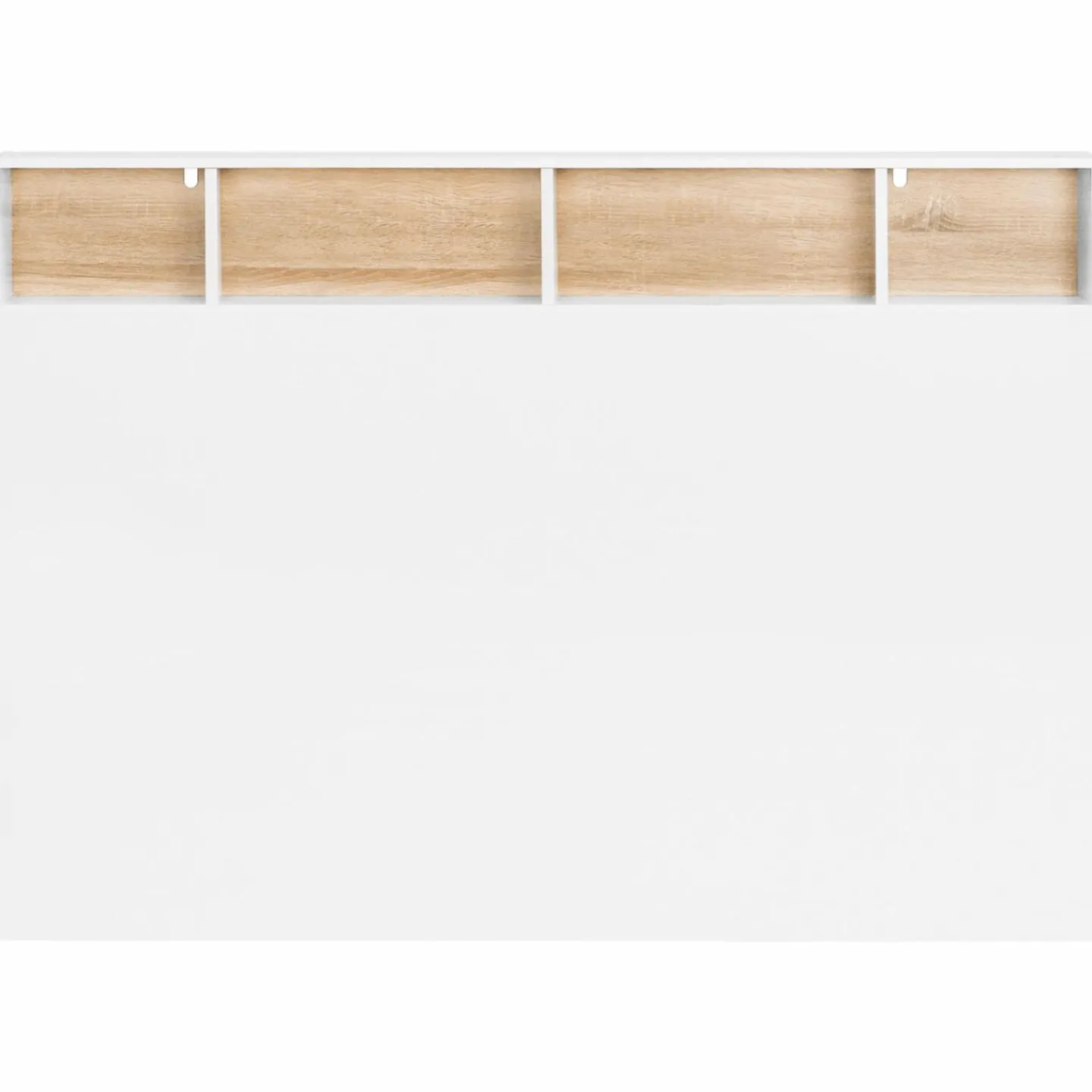 Tête de lit avec rangement intégré 145 cm blanc et bois façon hêtre*IDMarket Online