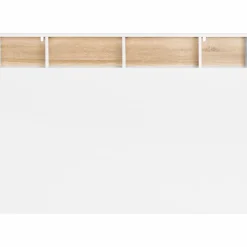 Tête de lit avec rangement intégré 165 cm blanc et bois façon hêtre*IDMarket Best