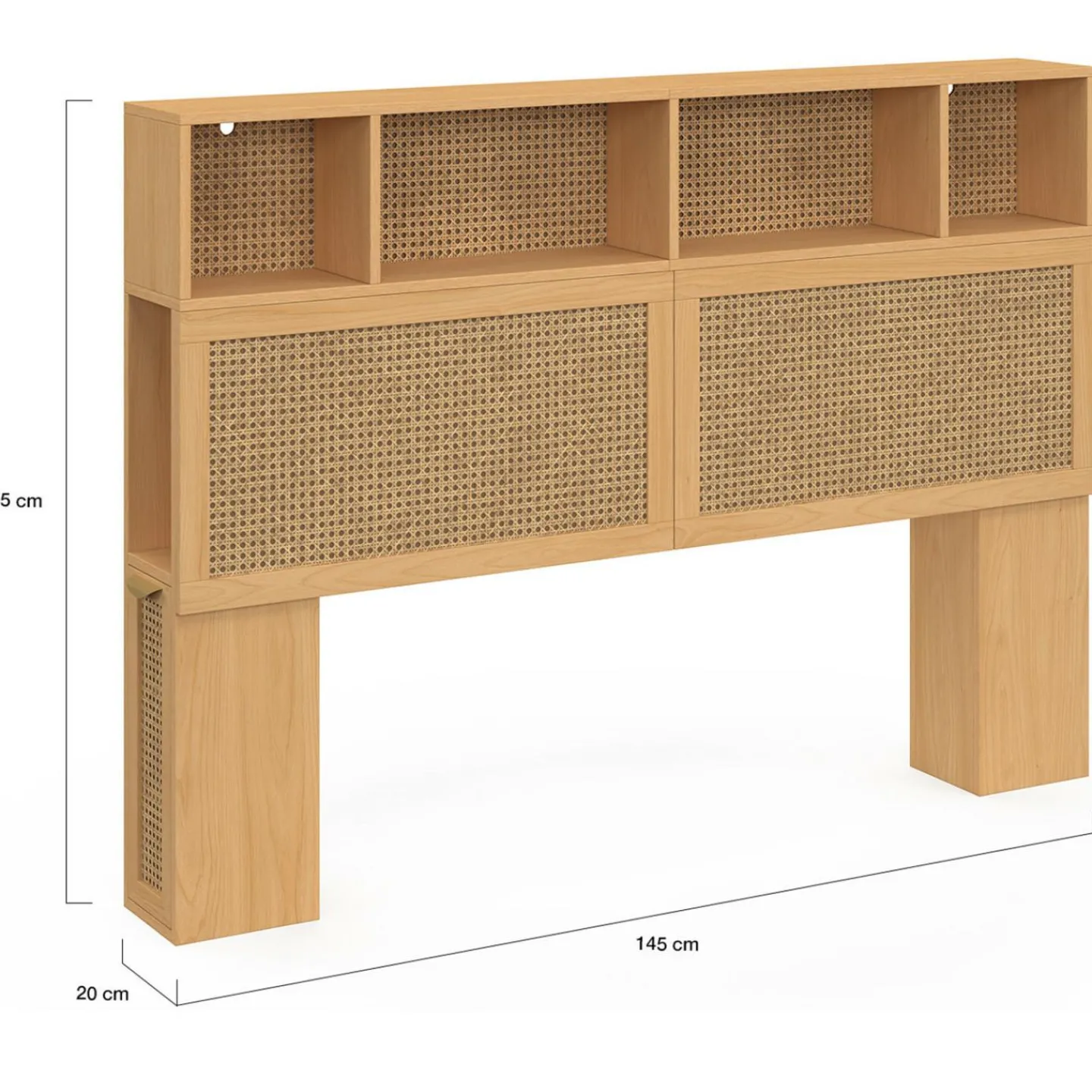 Tête de lit avec rangements fermés et niches cannage et bois 145cm*IDMarket Hot