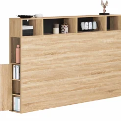 Tête de lit avec rangement intégré bois façon hêtre et noir 165 cm*IDMarket Sale