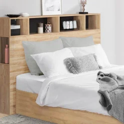 Tête de lit avec rangement intégré bois façon hêtre et noir 165 cm*IDMarket Sale