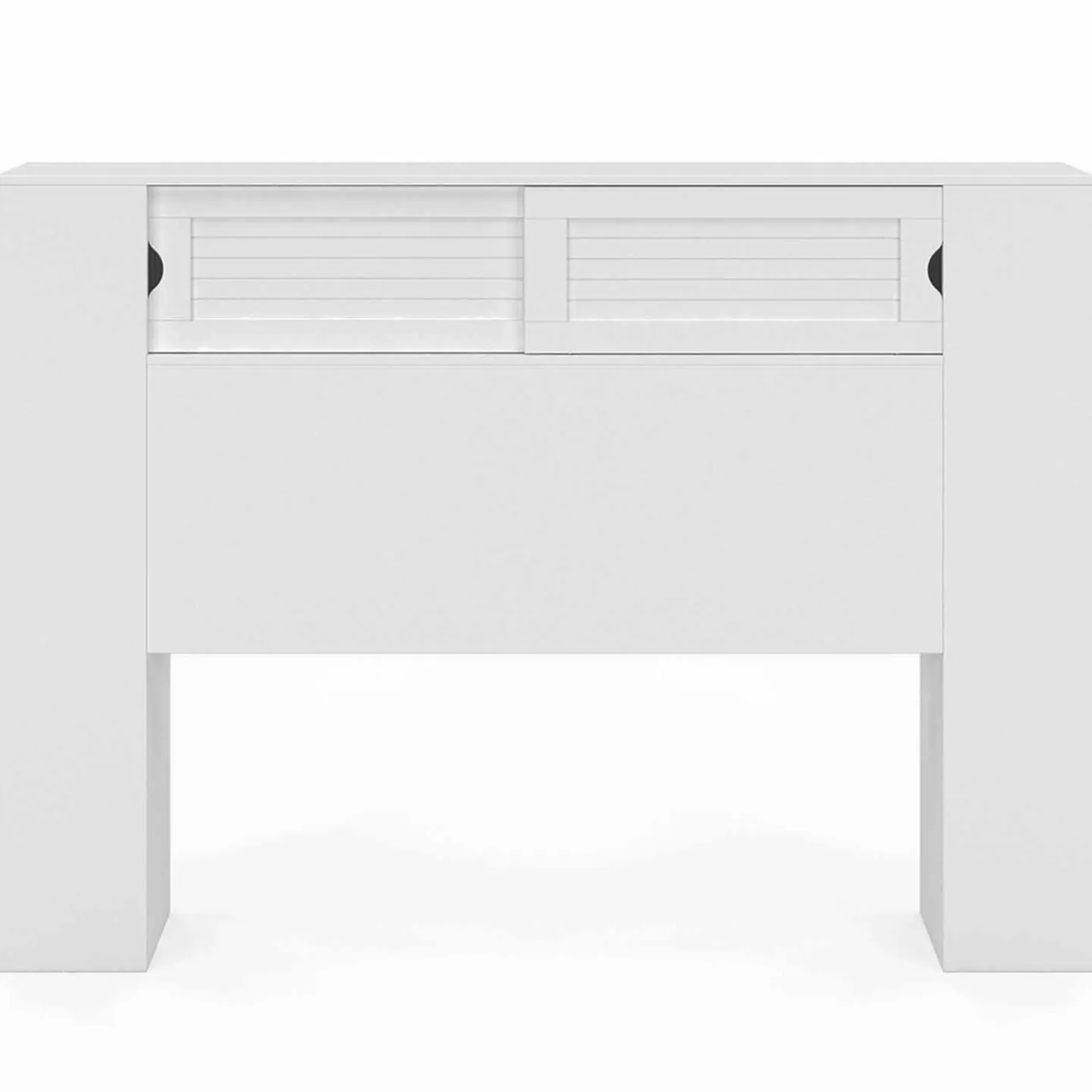 Tête de lit blanche 145 cm avec rangements fermés et niches*IDMarket Clearance