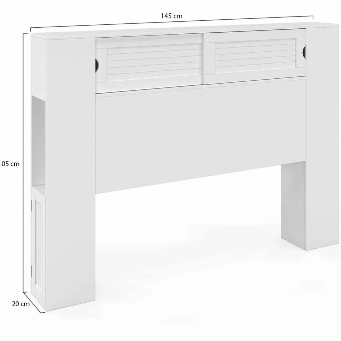 Tête de lit blanche 145 cm avec rangements fermés et niches*IDMarket Clearance