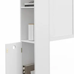 Tête de lit blanche sur pied avec plateau bois*IDMarket Best