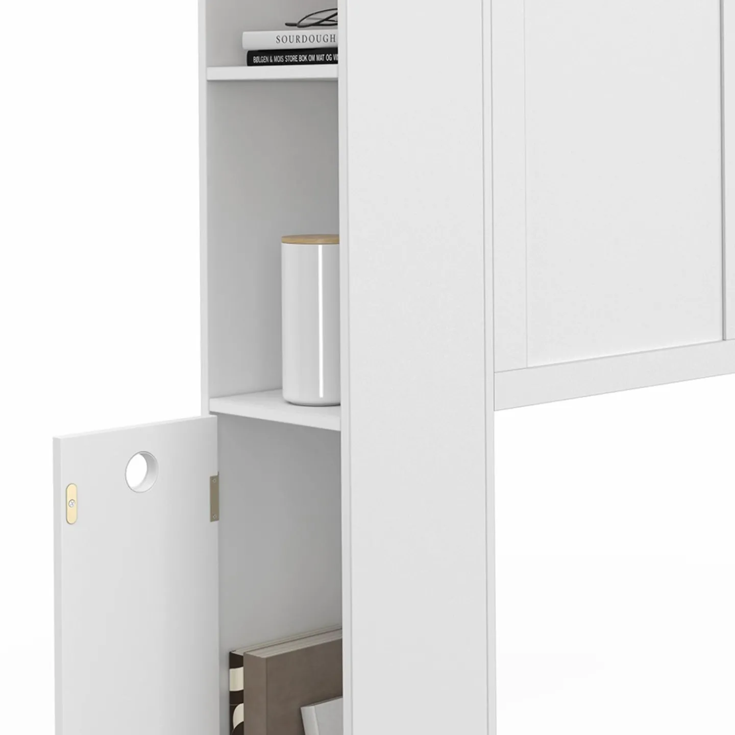 Tête de lit blanche sur pied avec plateau bois*IDMarket Best