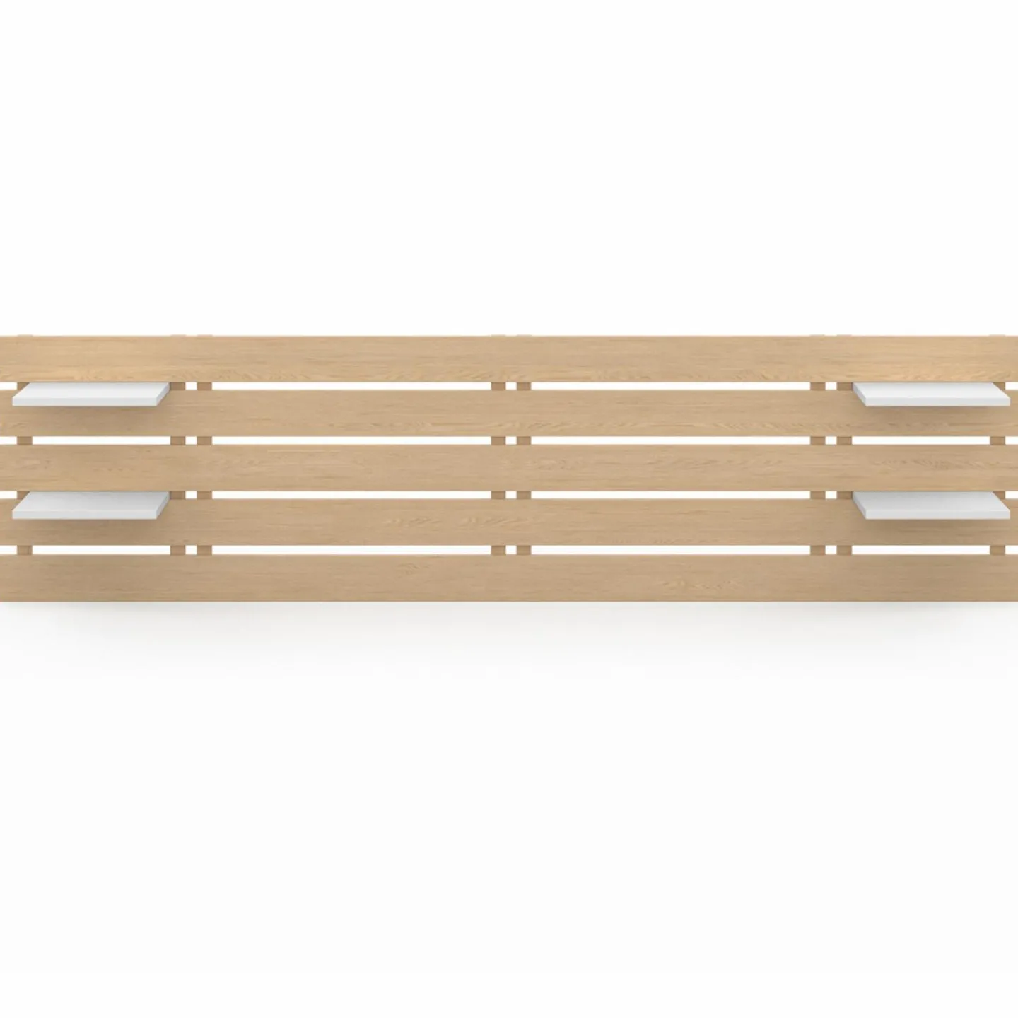 Tête de lit bois clair étagères blanches 5 larges lattes 240 cm*IDMarket