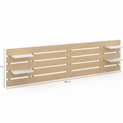 Tête de lit bois clair étagères blanches 5 larges lattes 240 cm*IDMarket