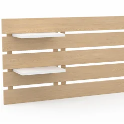 Tête de lit bois clair étagères blanches 5 larges lattes 240 cm*IDMarket