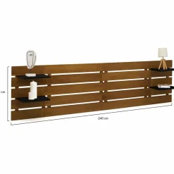 Tête de lit bois vieilli étagères noires 5 larges lattes 240 cm*IDMarket Hot