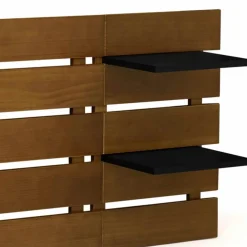 Tête de lit bois vieilli étagères noires 5 larges lattes 240 cm*IDMarket Hot