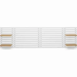 Tête de lit en lattes bois blanc étagères façon hêtre 240 cm*IDMarket Online