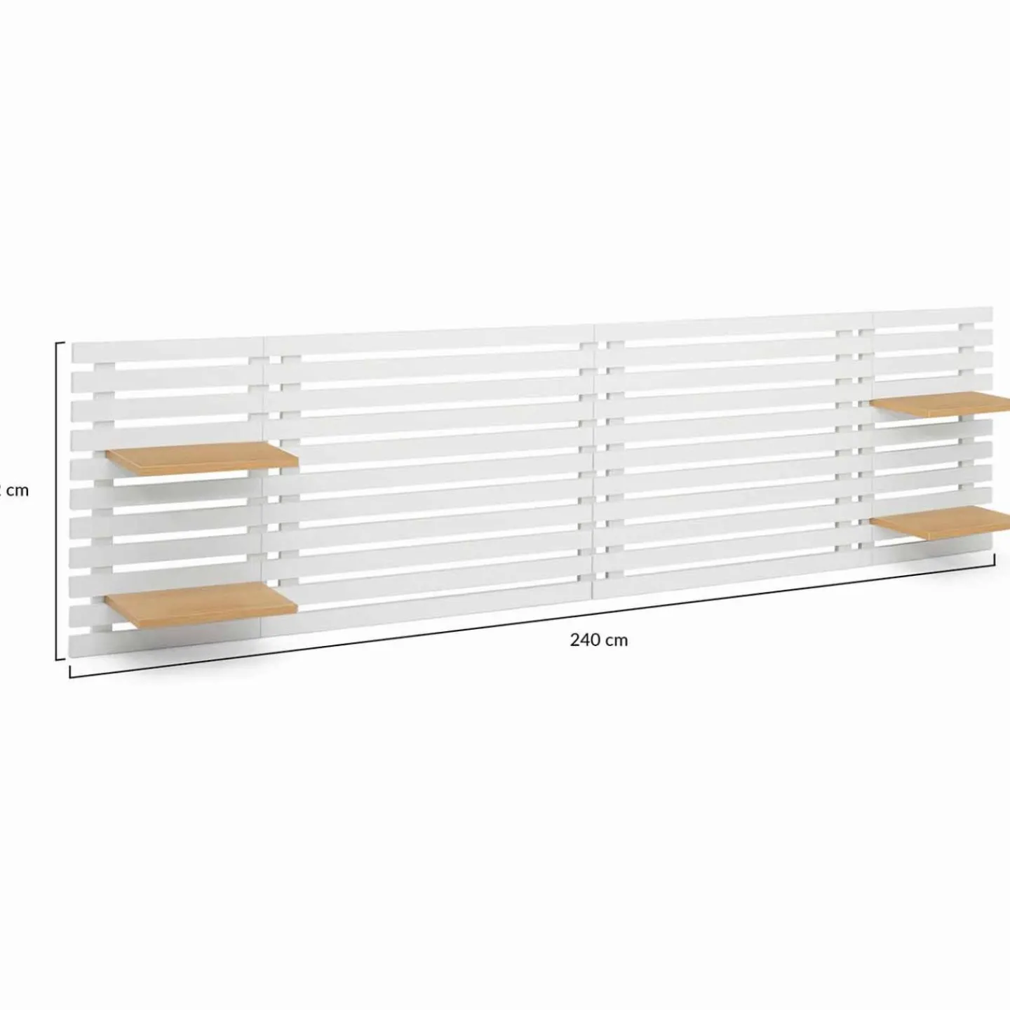Tête de lit en lattes bois blanc étagères façon hêtre 240 cm*IDMarket Online
