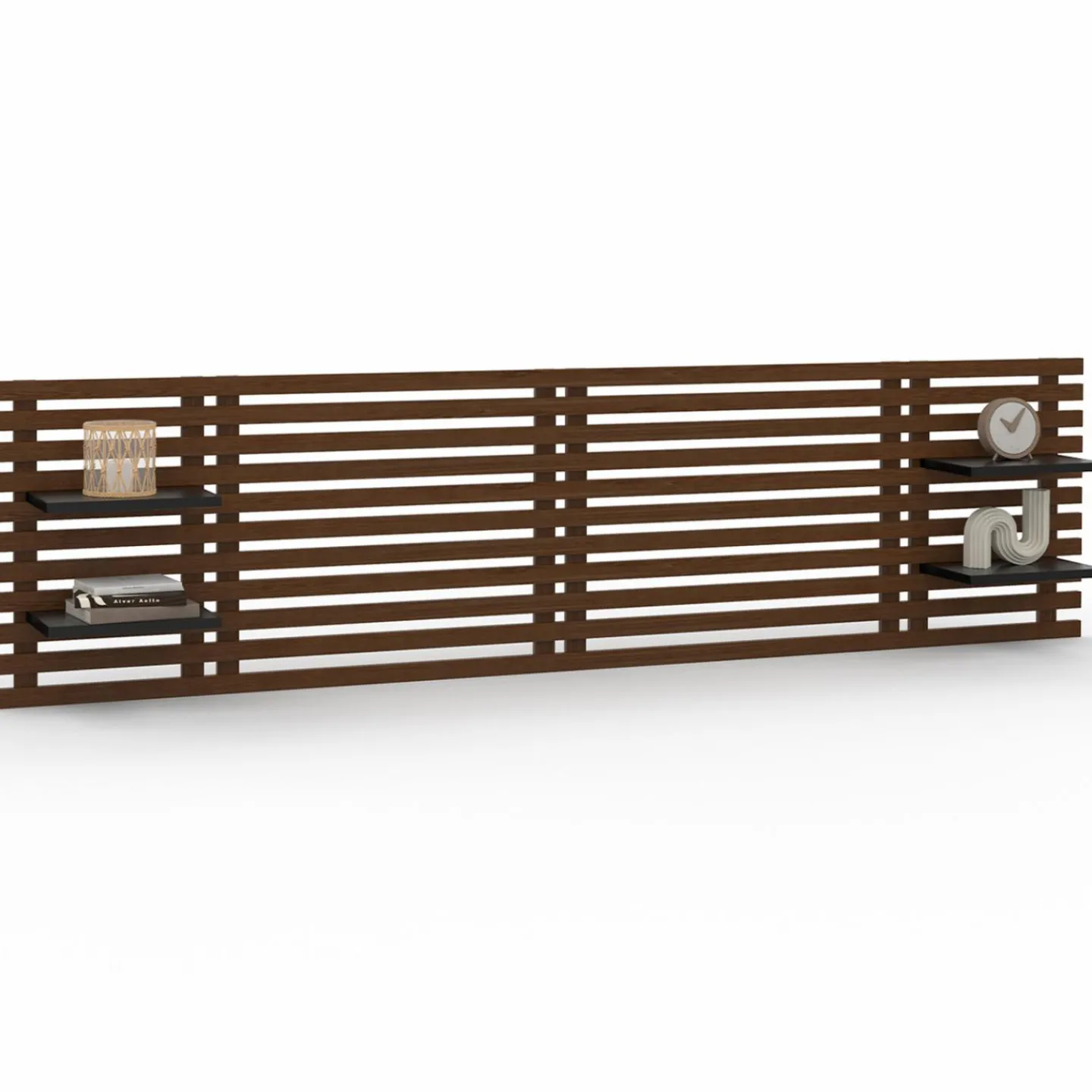 Tête de lit en lattes de bois vieilli 240 cm style moderne*IDMarket Best