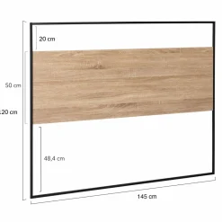Tête de lit industrielle 145 cm bois et métal noir*IDMarket Sale