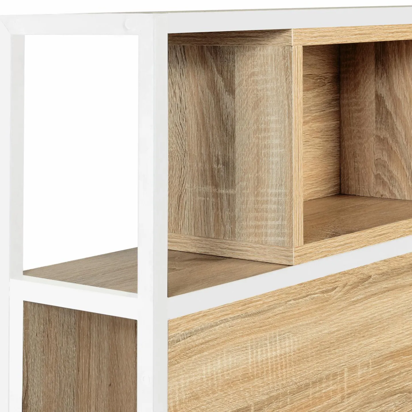 Tête de lit industrielle 145 cm bois et métal blanc*IDMarket New