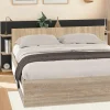 Tête de lit sur pied bois et noir avec rangement pour lit 140-160 cm*IDMarket Best