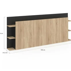 Tête de lit sur pied bois et noir avec rangement pour lit 140-160 cm*IDMarket Best