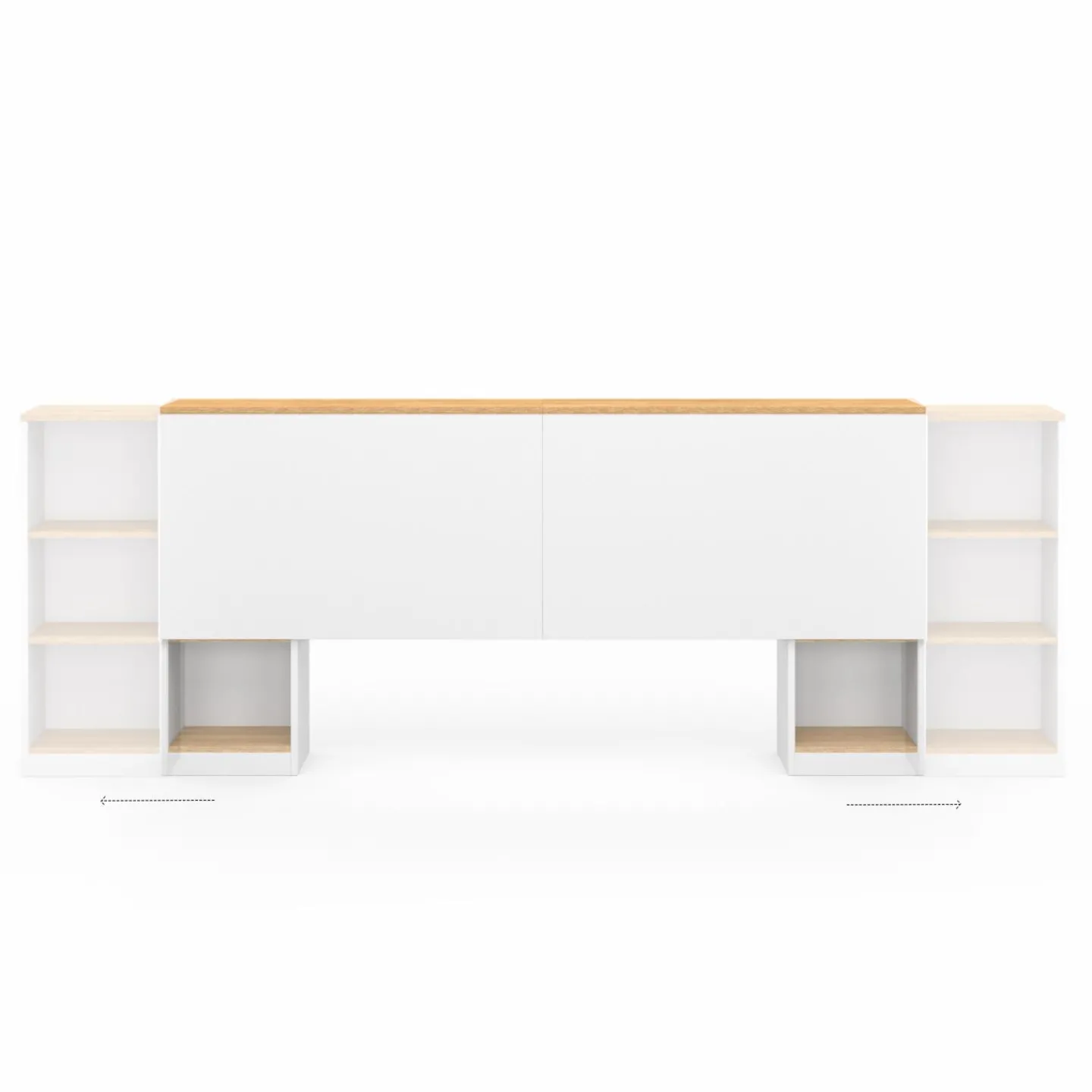 Tête de lit sur pied extensible blanc et façon bois avec chevets*IDMarket Hot