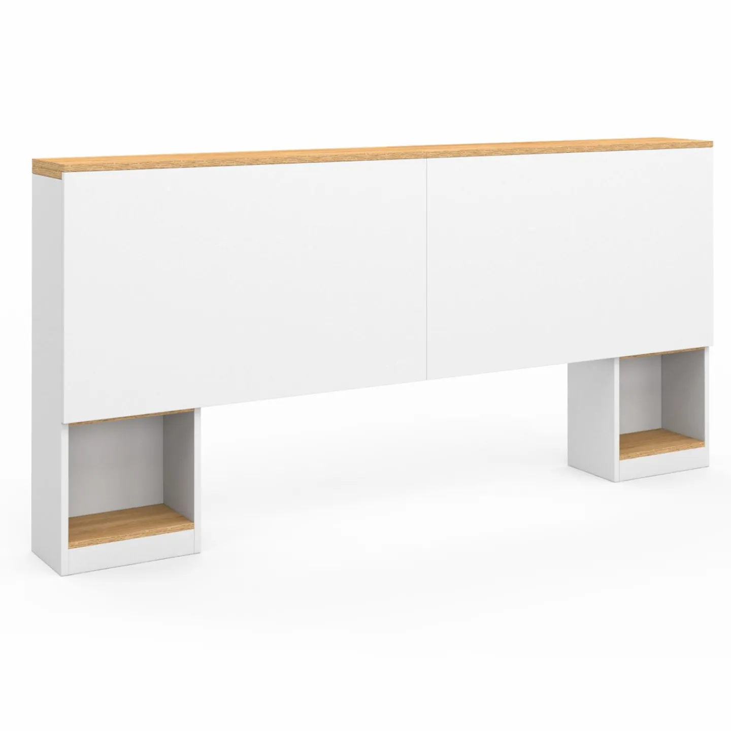 Tête de lit sur pied extensible blanc et façon bois avec chevets*IDMarket Hot