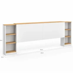 Tête de lit sur pied extensible blanc et façon bois avec chevets*IDMarket Hot