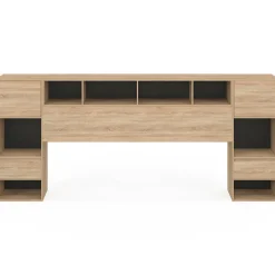 Tête de lit sur pied noir et bois*IDMarket Online