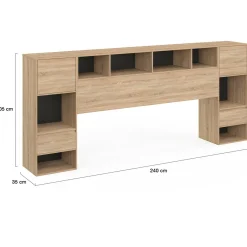 Tête de lit sur pied noir et bois*IDMarket Online