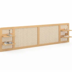 Tête de lit suspendue 240 cm cannage et bois avec étagères*IDMarket Clearance