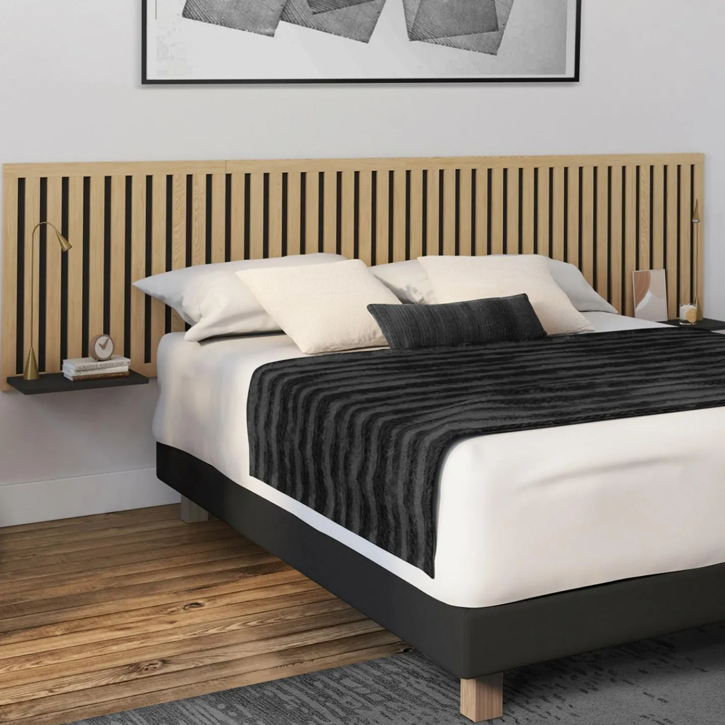 Tête de lit suspendue en lattes verticales*IDMarket Online