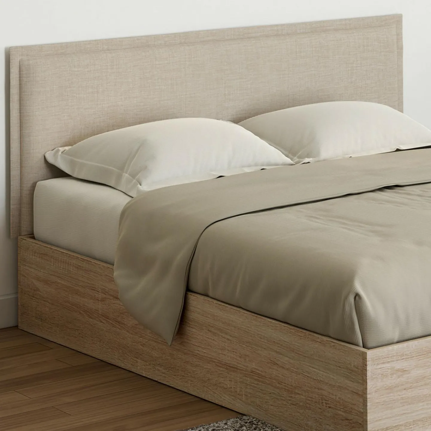 Tête de lit suspendue en tissu lin beige de 160 cm*IDMarket Discount