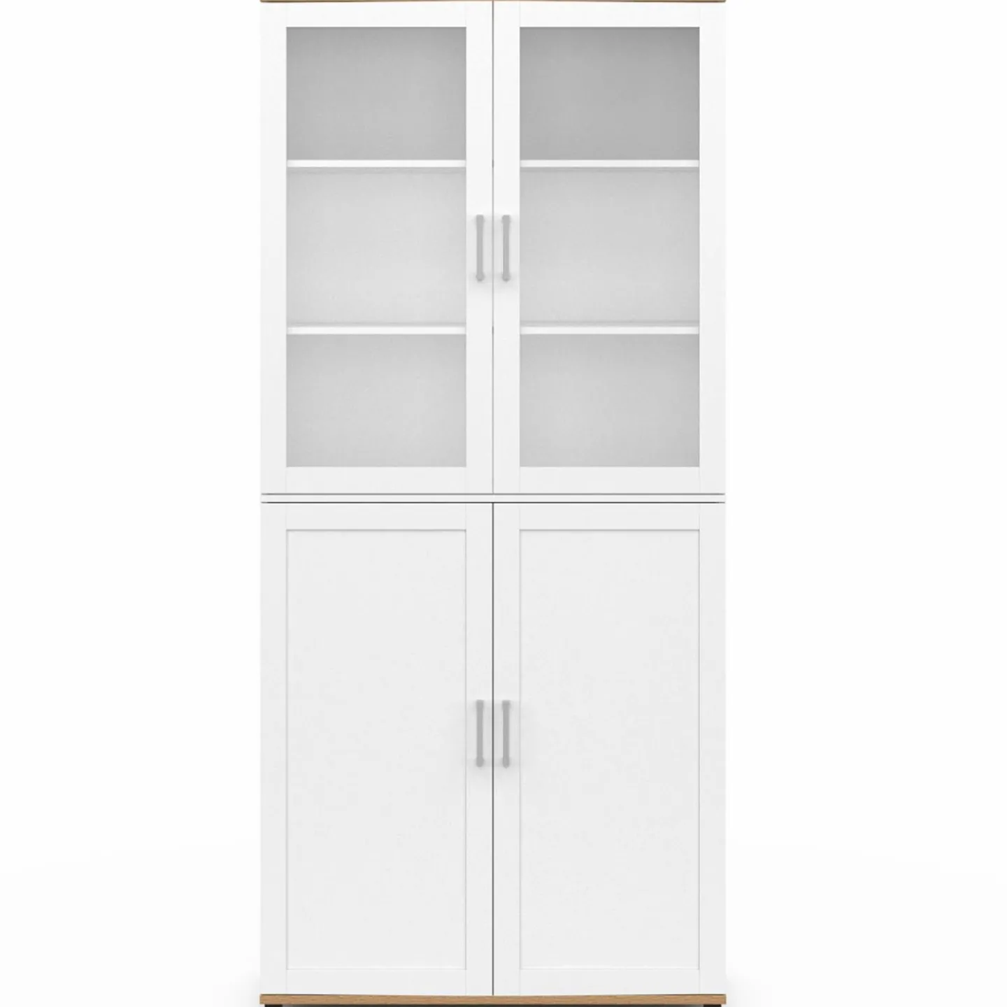 Vaisselier buffet haut 176 cm avec 4 portes et étagères blanc et bois*IDMarket New