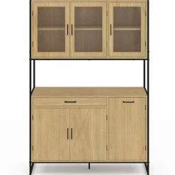 Vaisselier industriel 6 portes buffet de cuisine vitré 120 cm*IDMarket Discount