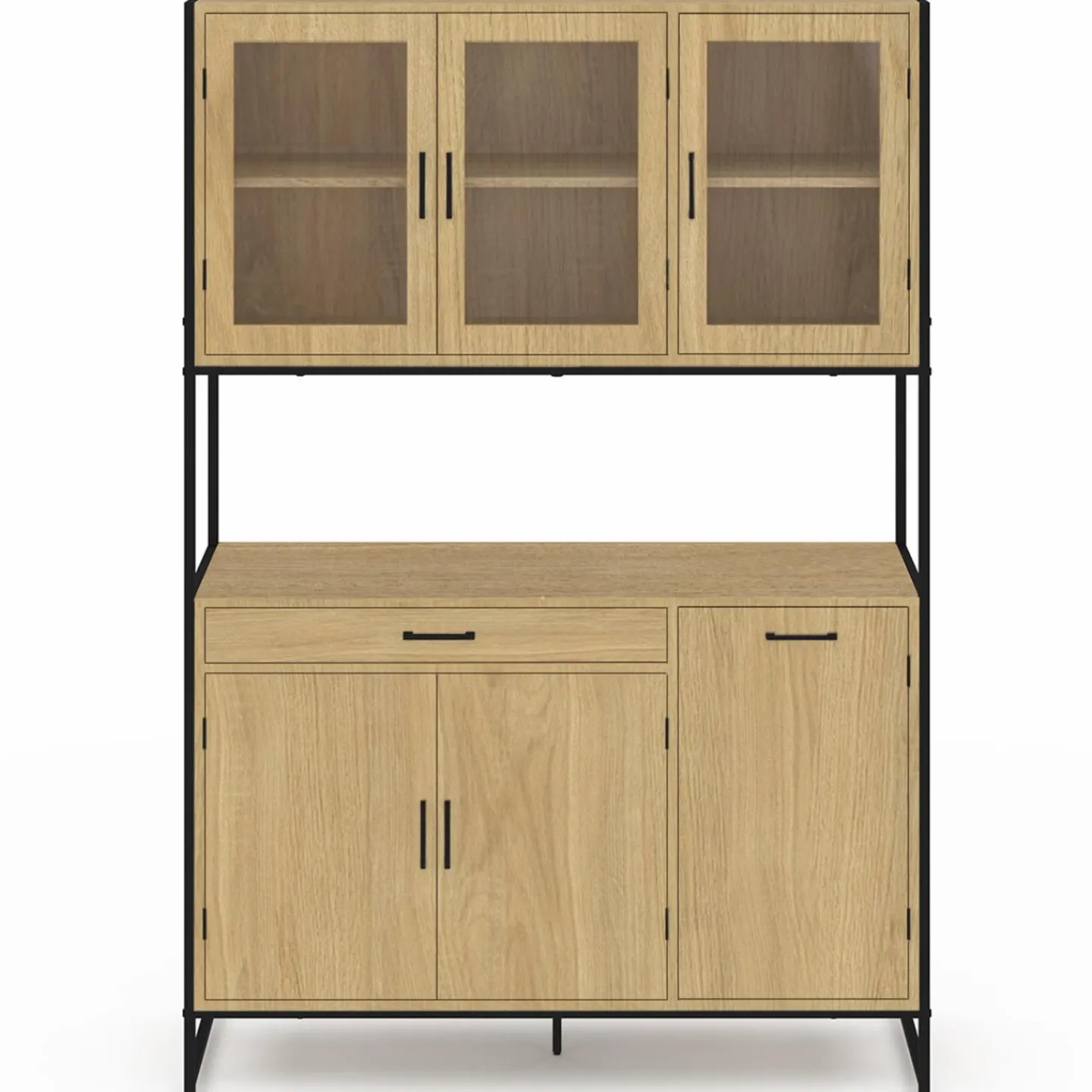 Vaisselier industriel 6 portes buffet de cuisine vitré 120 cm*IDMarket Discount