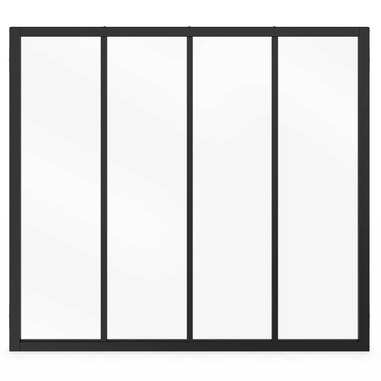 Verrière 4 vitrages L. 120 x H.108 cm en métal noir et verre trempé*IDMarket Discount