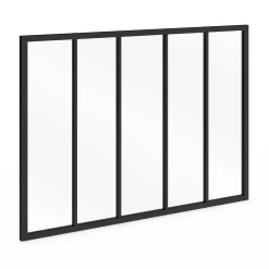 Verrière 5 vitrages L. 150 x H.108 cm en métal noir et verre trempé*IDMarket Sale