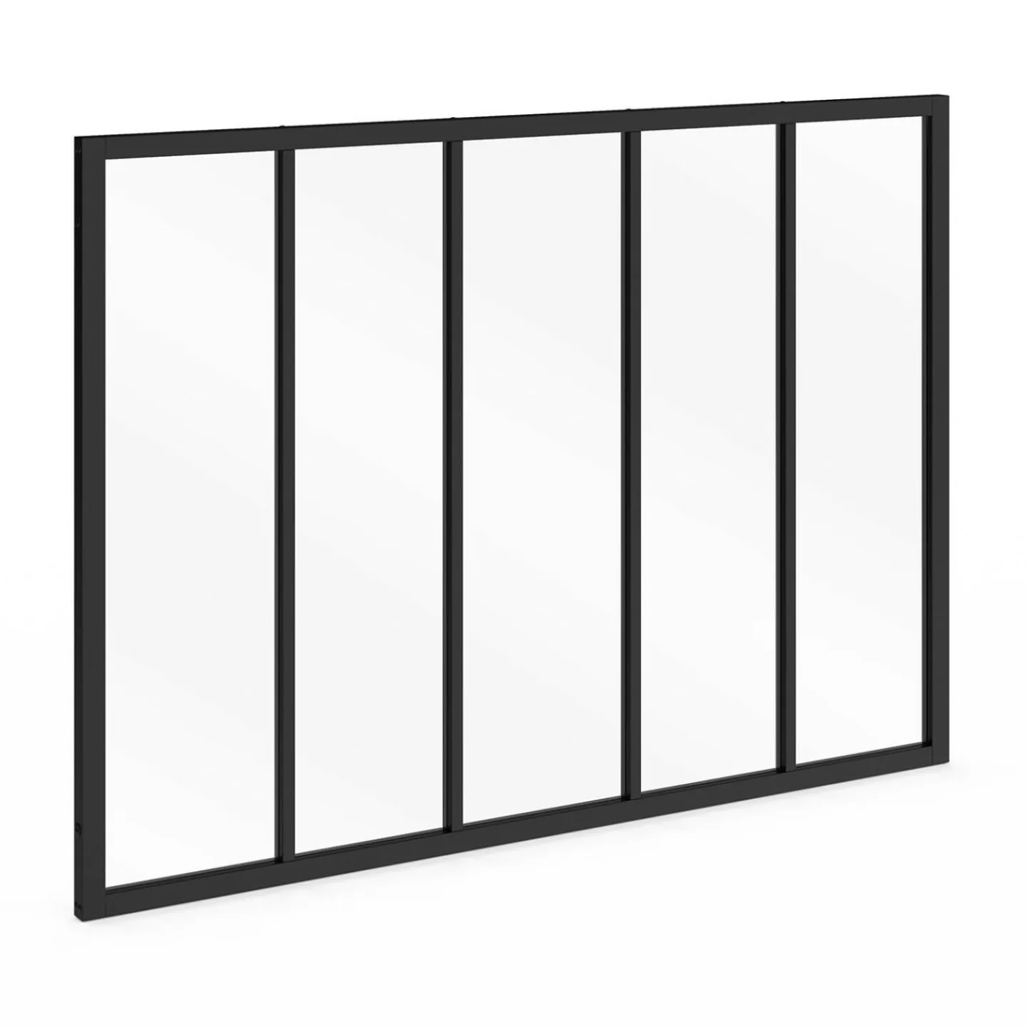 Verrière 5 vitrages L. 150 x H.108 cm en métal noir et verre trempé*IDMarket Sale