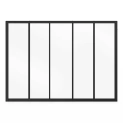 Verrière 5 vitrages L. 150 x H.108 cm en métal noir et verre trempé*IDMarket Sale