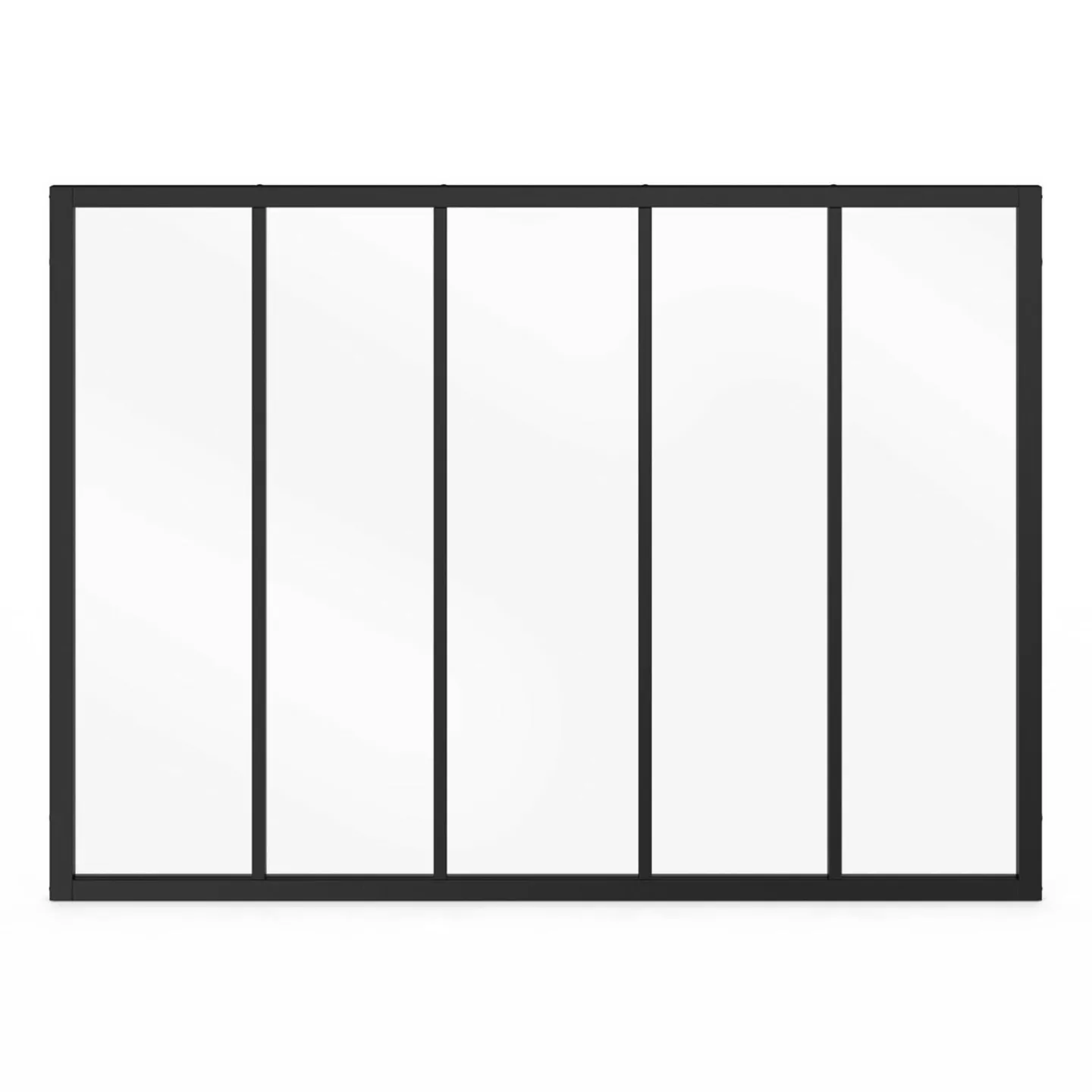 Verrière 5 vitrages L. 150 x H.108 cm en métal noir et verre trempé*IDMarket Sale