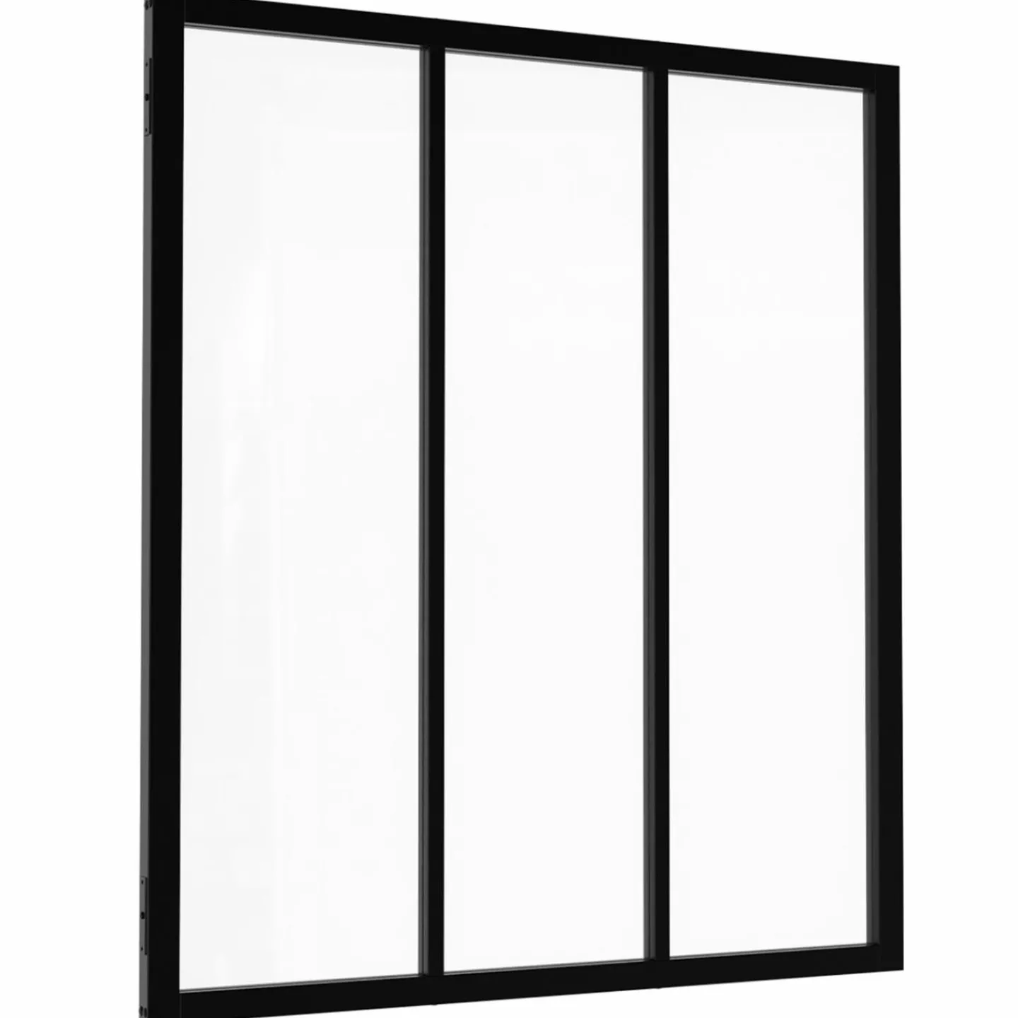 Verrière atelier 3 vitrages métal noir et verre trempé*IDMarket New