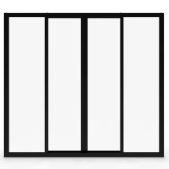 Verrière atelier coulissante 4 vitrages 120 x 108 cm en métal noir et verre trempé*IDMarket Best